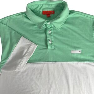 Redvanly Polo Shirt Mens Large Green White Colorblock Short Sleeve Stretch USA